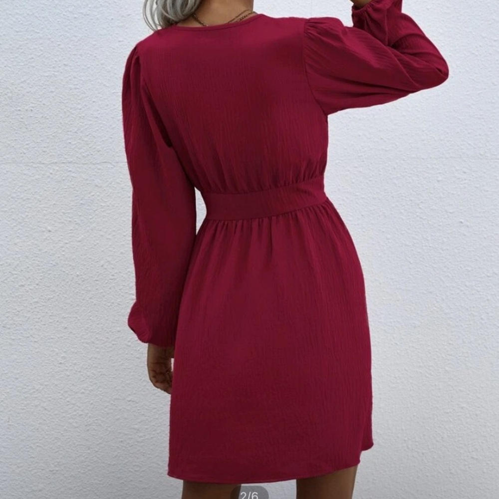 NWT SHEIN surplice neck lantern sleeve dress - Picture 3 of 4